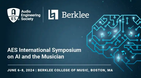 AES international symposium on AI and the Musician logo and event date.