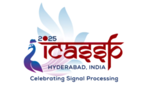 "ICASSP 2025 Hyderabad, India logo with a peacock and the tagline 'Celebrating Signal Processing.'"